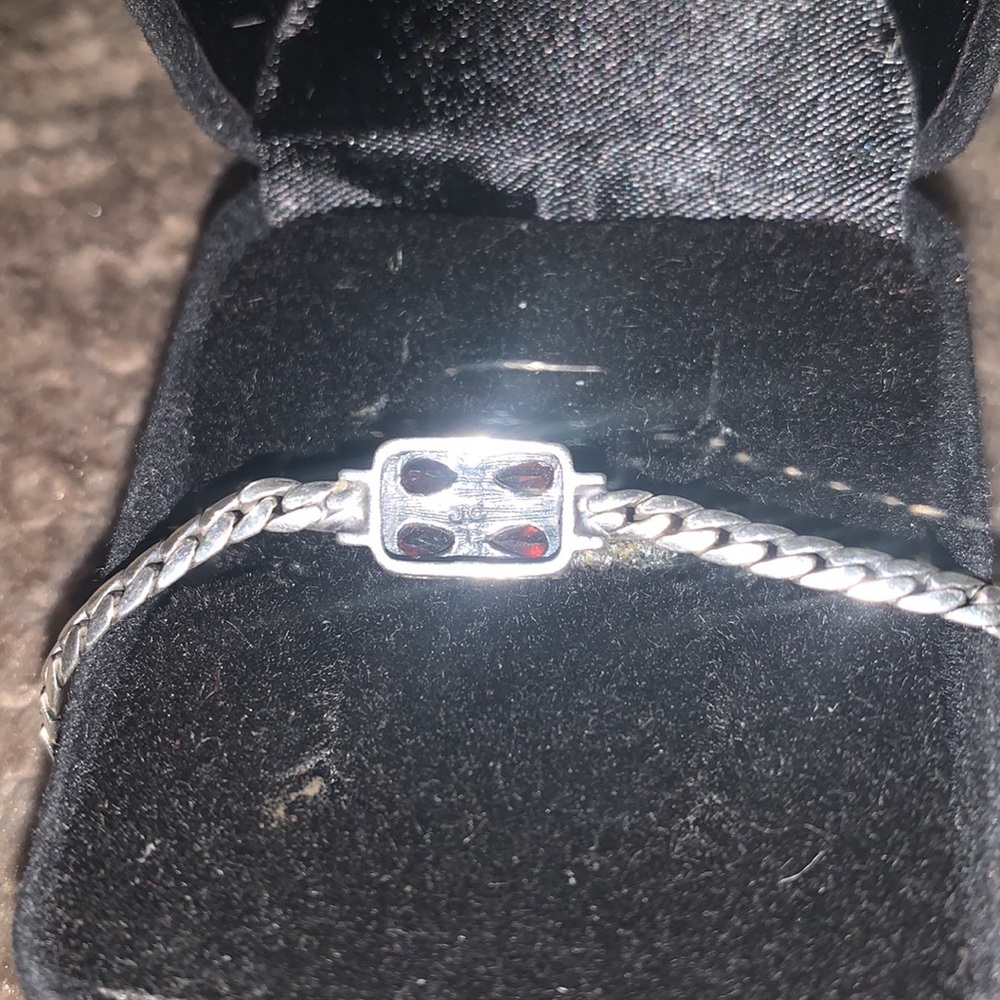 Garnet & Marcasite SET Bracelet/earrings/Brooch in silver - Picture 14 of 15